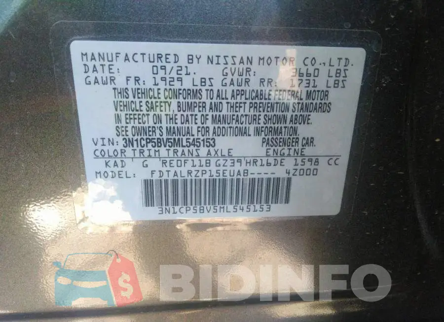 3N1CP5BV5ML545153 Photo# 9