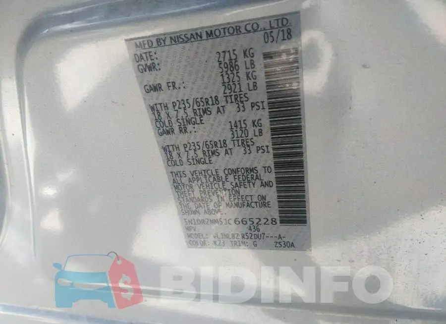 5N1DR2MM5JC665228 Photo# 9