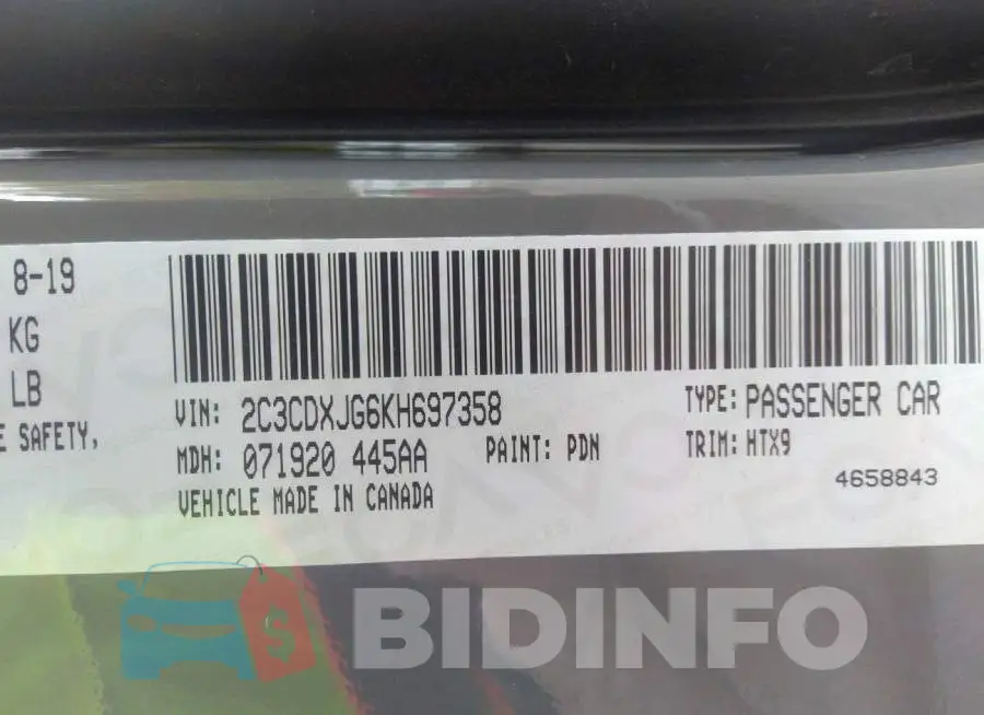 2C3CDXJG6KH697358 Photo# 9