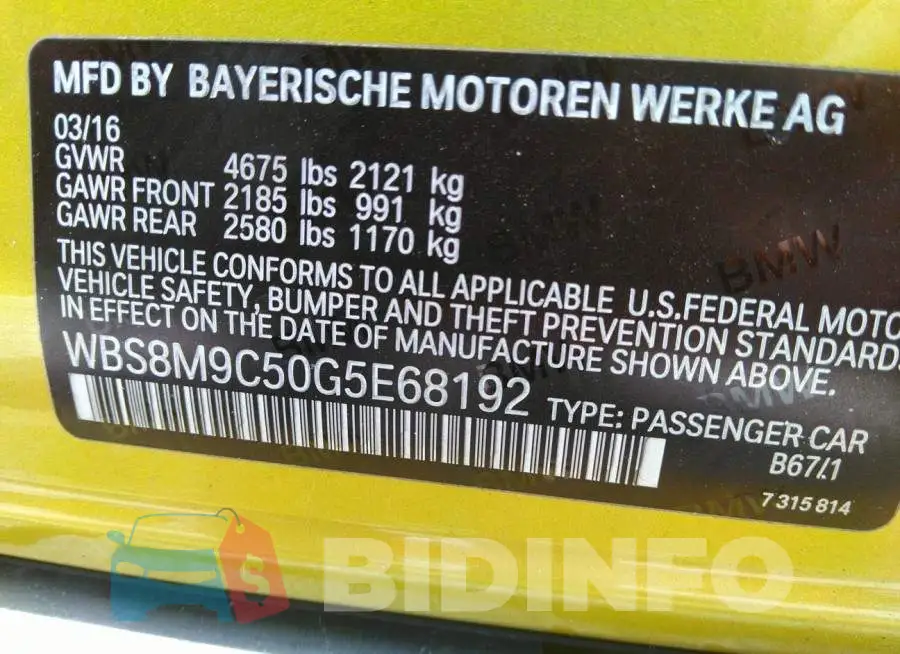 WBS8M9C50G5E68192 Photo# 9