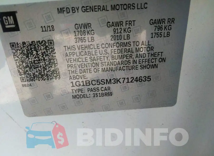 1G1BC5SM3K7124635 Photo# 9