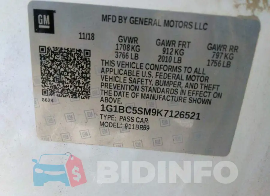 1G1BC5SM9K7126521 Photo# 9