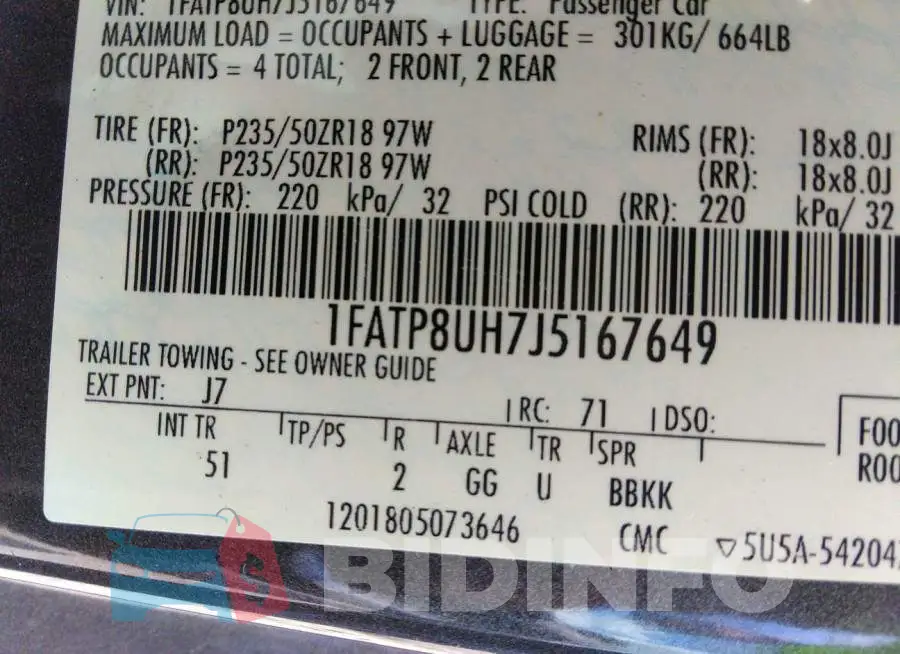 1FATP8UH7J5167649 Photo# 9