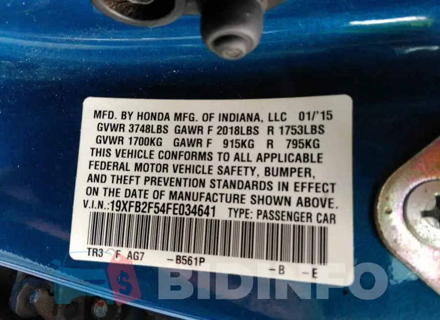 19XFB2F54FE034641 Photo# 9