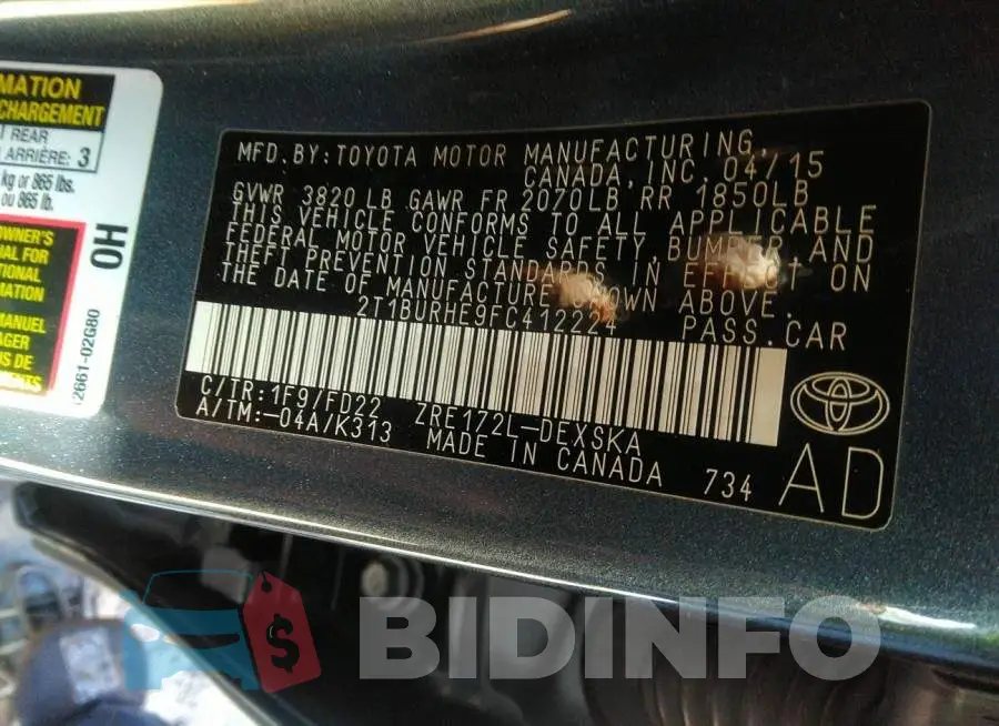 2T1BURHE9FC412224 Photo# 9