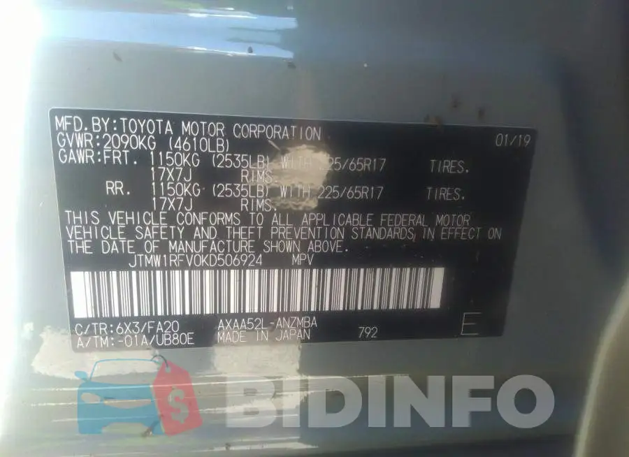 JTMW1RFV0KD506924 Photo# 9