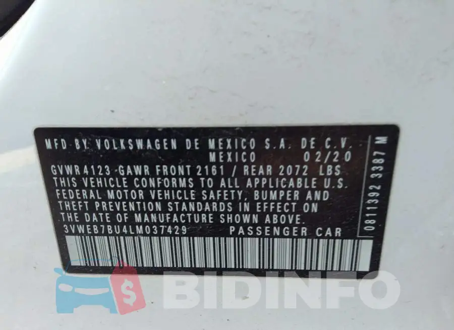 3VWEB7BU4LM037429 Photo# 9