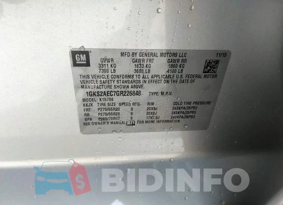 1GKS2AEC7GR226848 Photo# 9