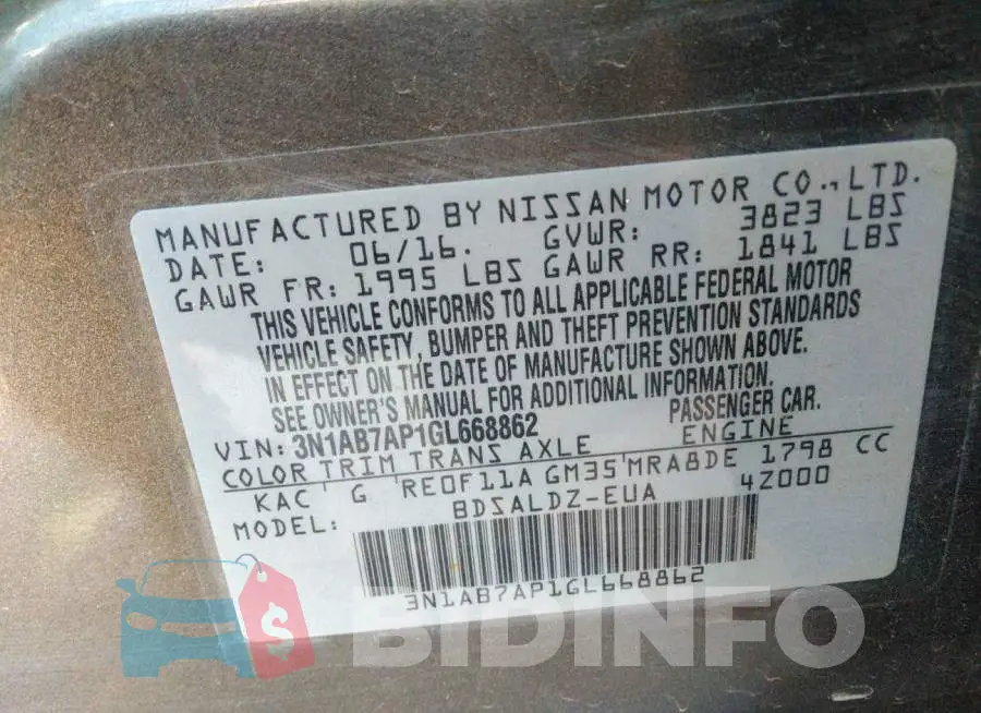 3N1AB7AP1GL668862 Photo# 9