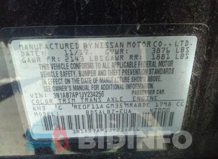 3N1AB7AP1JY234256 Photo# 9