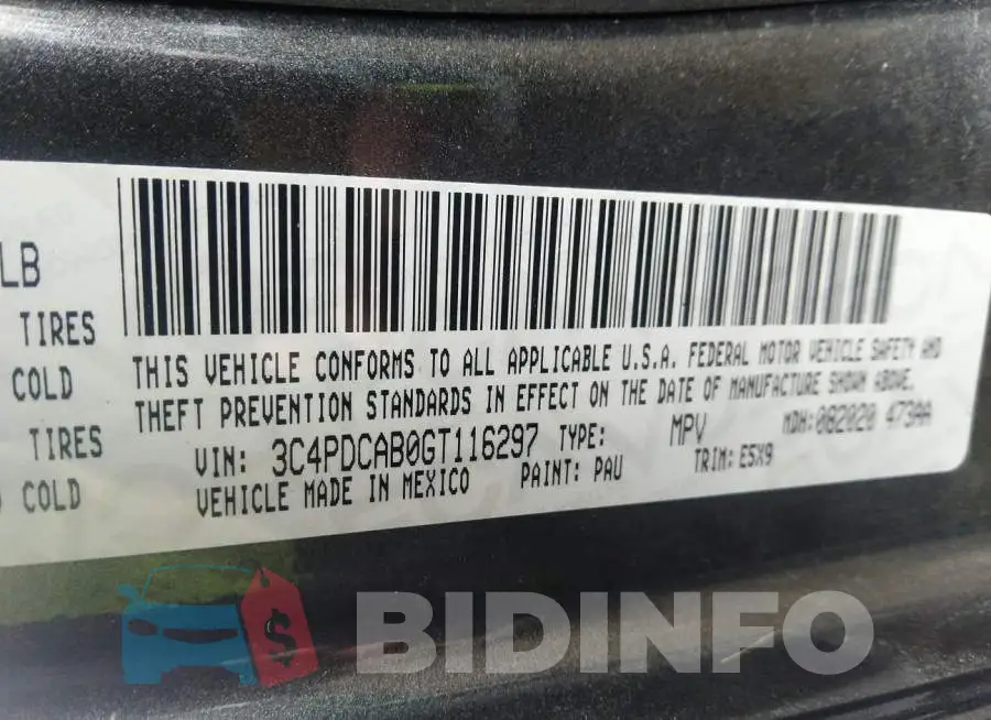 3C4PDCAB0GT116297 Photo# 9