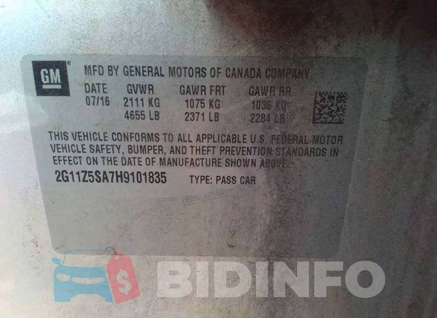 2G11Z5SA7H9101835 Photo# 9