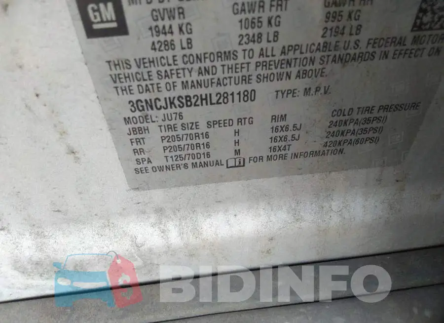 3GNCJKSB2HL281180 Photo# 9