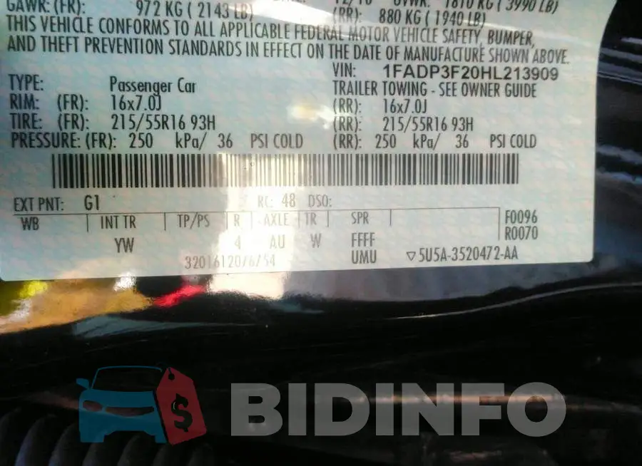 1FADP3F20HL213909 Photo# 9
