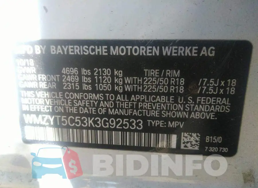 WMZYT5C53K3G92533 Photo# 9