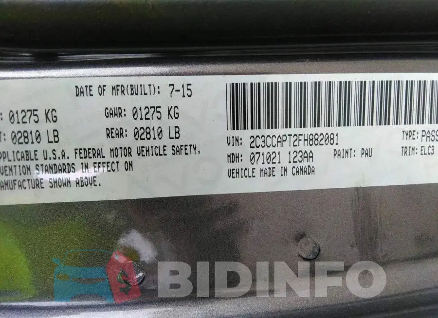 2C3CCAPT2FH882081 Photo# 9