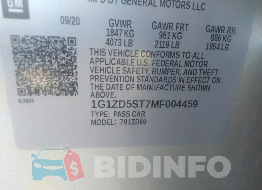 1G1ZD5ST7MF004459 Photo# 9