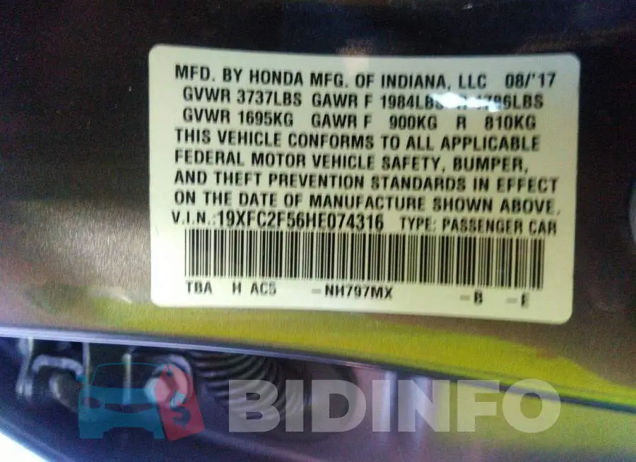 19XFC2F56HE074316 Photo# 9