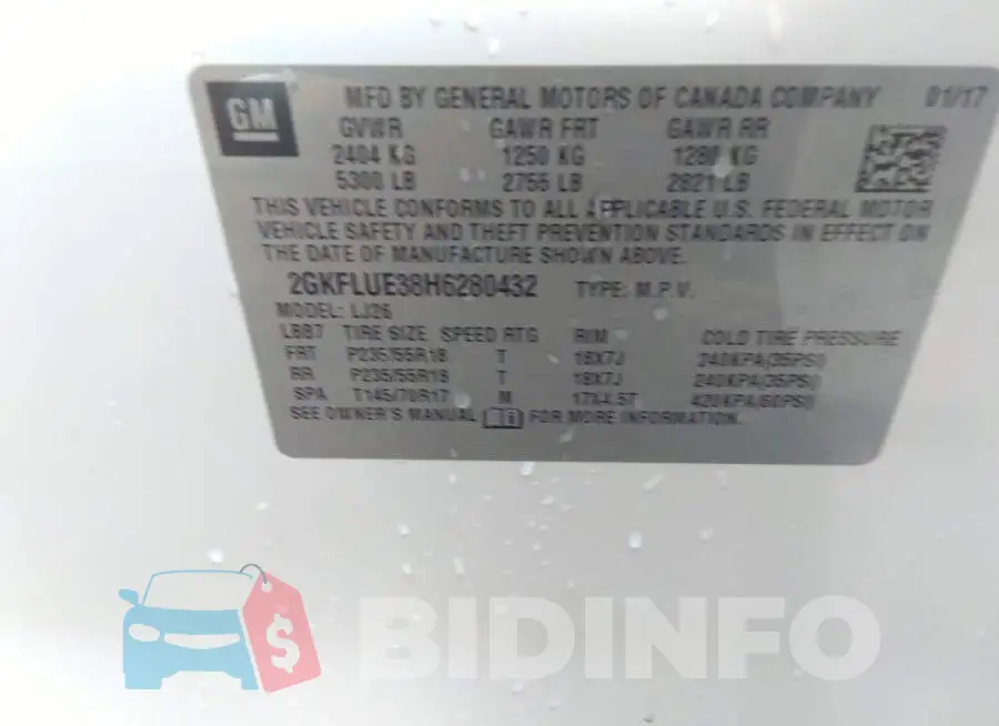 2GKFLUE38H6280432 Photo# 9