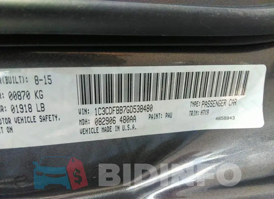 1C3CDFBB7GD538480 Photo# 9