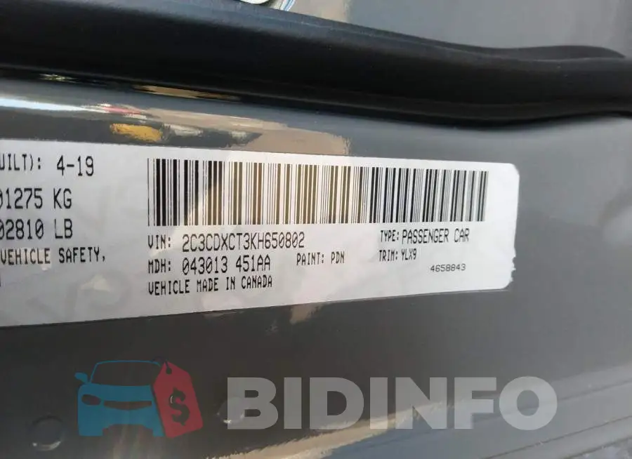 2C3CDXCT3KH650802 Photo# 9