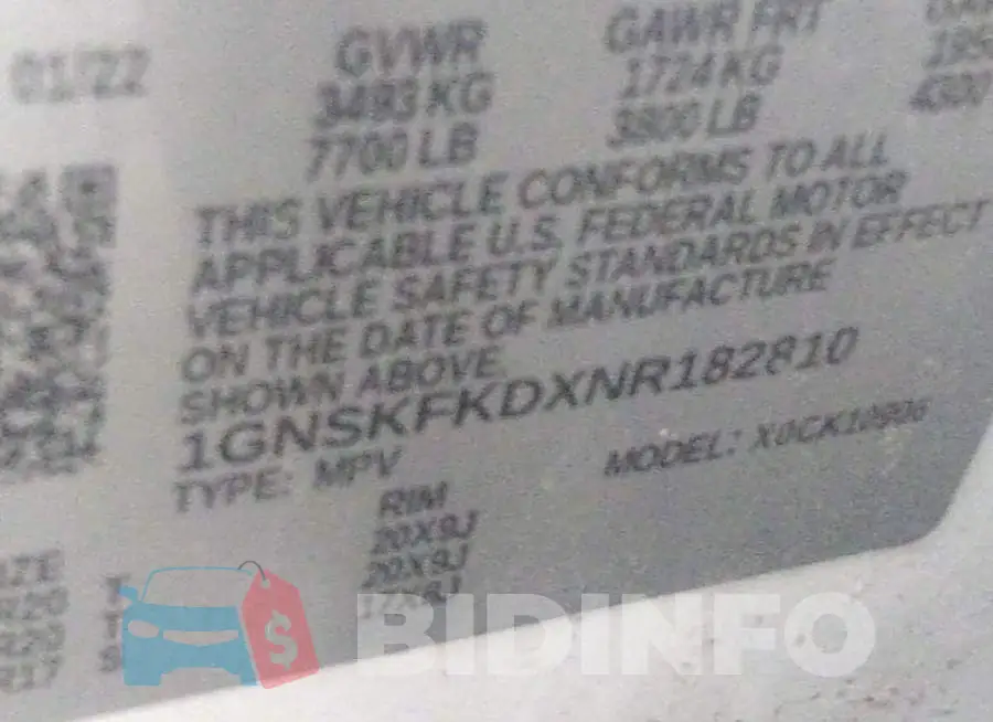1GNSKFKDXNR182810 Photo# 9