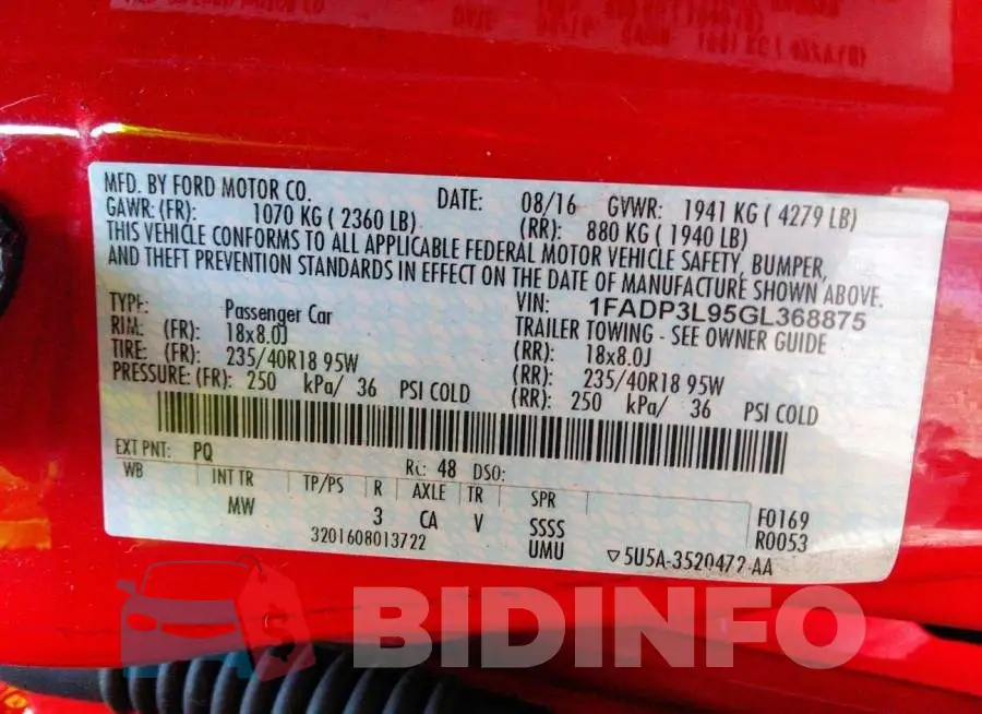 1FADP3L95GL368875 Photo# 9
