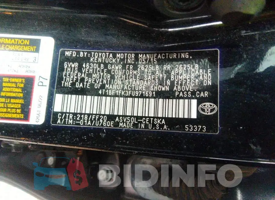 4T1BF1FK3FU971691 Photo# 9