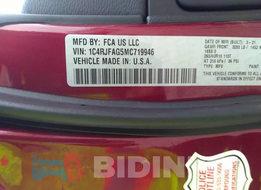 1C4RJFAG5MC719946 Photo# 9