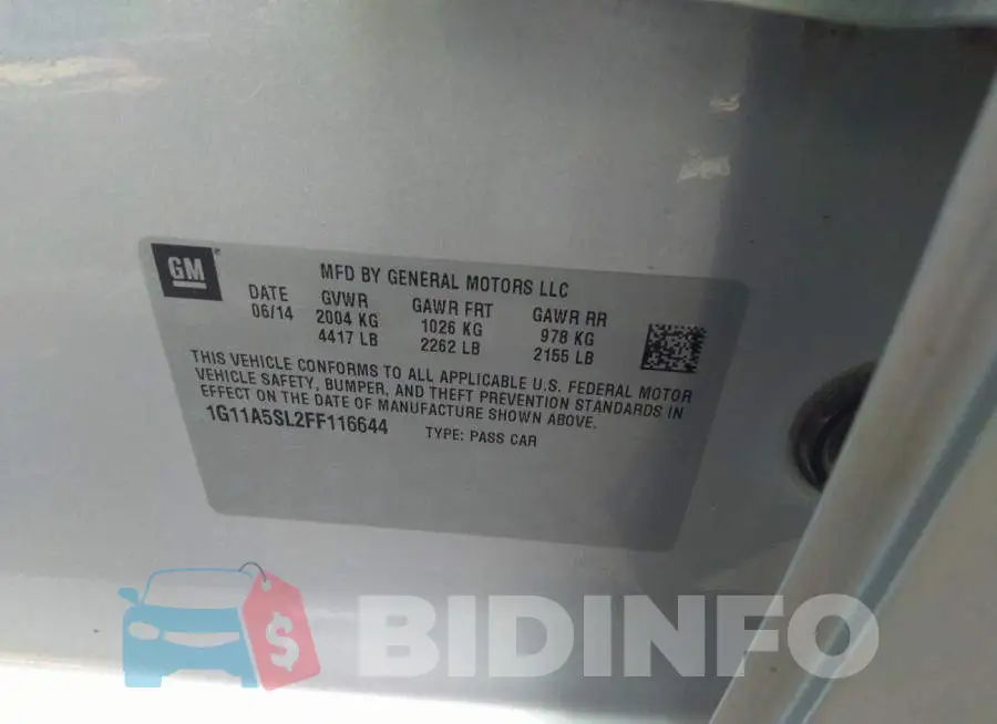 1G11A5SL2FF116644 Photo# 9