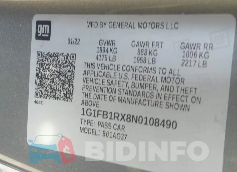 1G1FB1RX8N0108490 Photo# 9