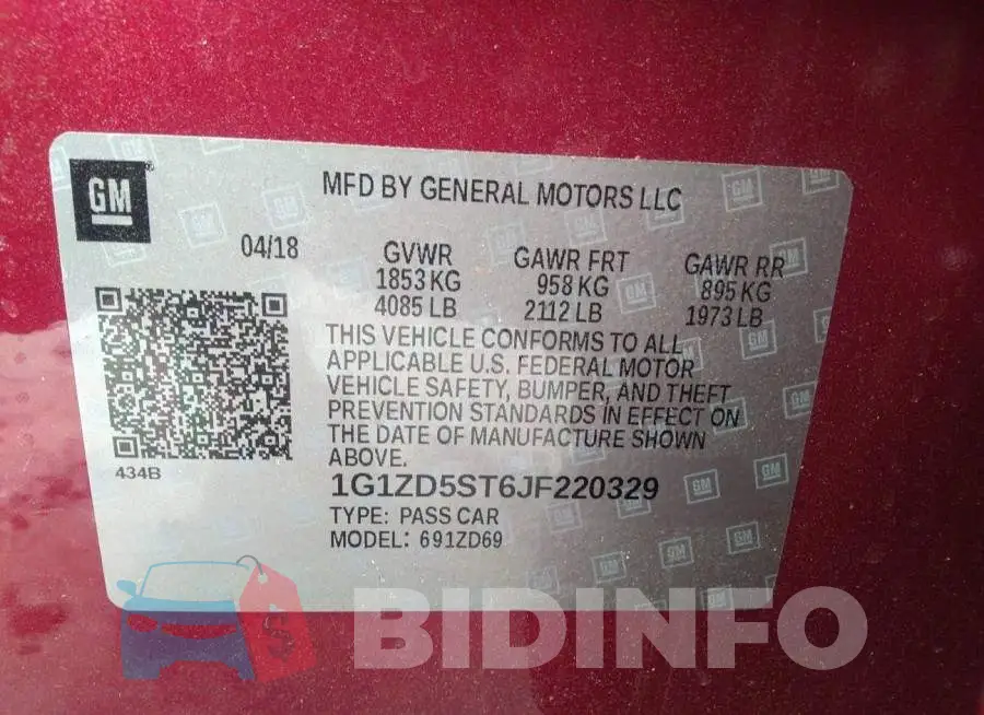 1G1ZD5ST6JF220329 Photo# 9