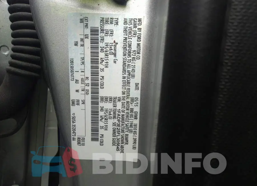 1FADP3E25FL305645 Photo# 9