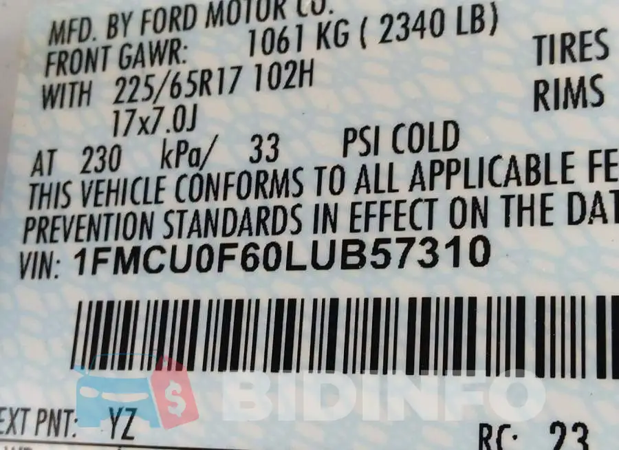 1FMCU0F60LUB57310 Photo# 9