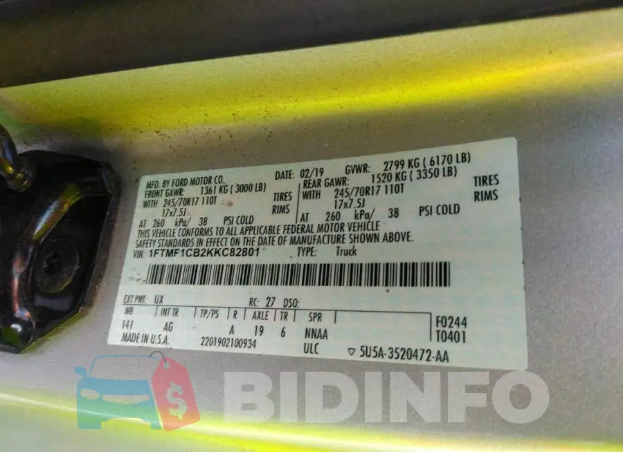 1FTMF1CB2KKC82801 Photo# 9