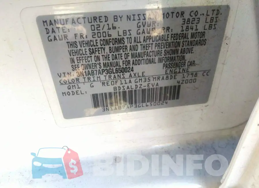 3N1AB7AP3GL650024 Photo# 9