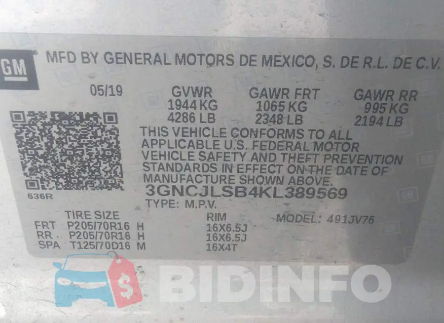 3GNCJLSB4KL389569 Photo# 9
