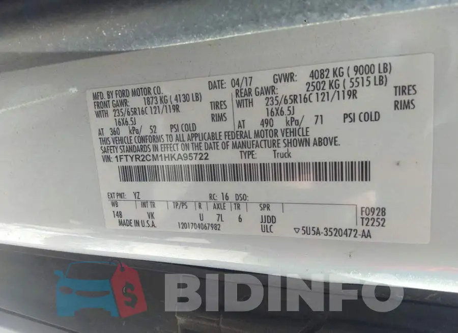 1FTYR2CM1HKA95722 Photo# 9