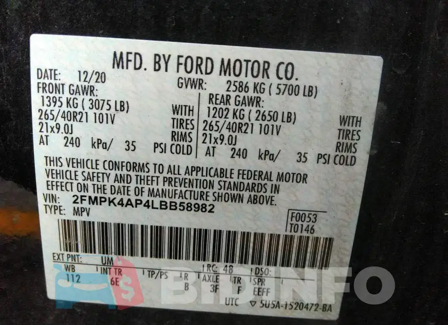 2FMPK4AP4LBB58982 Photo# 9