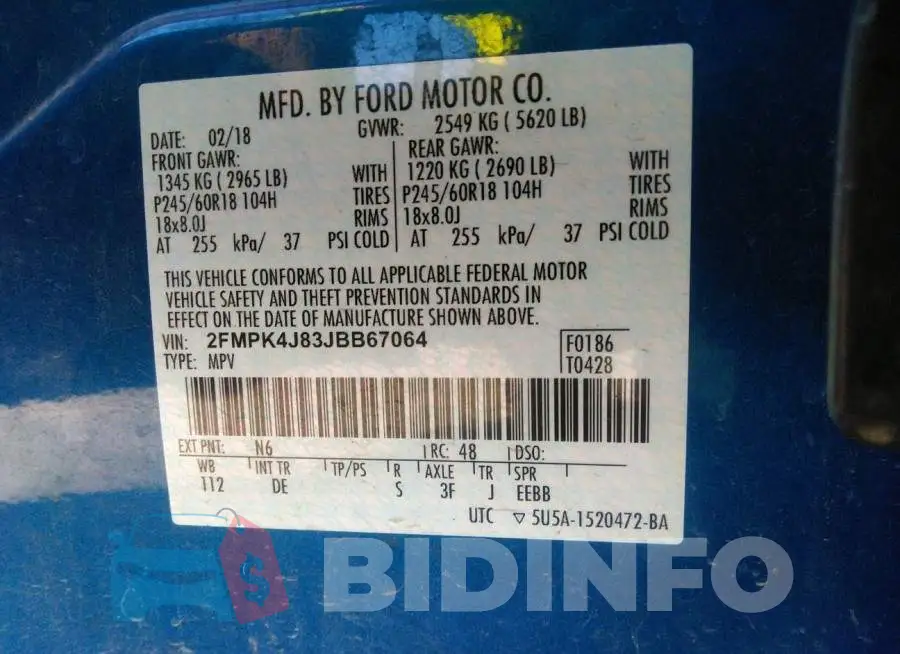 2FMPK4J83JBB67064 Photo# 9