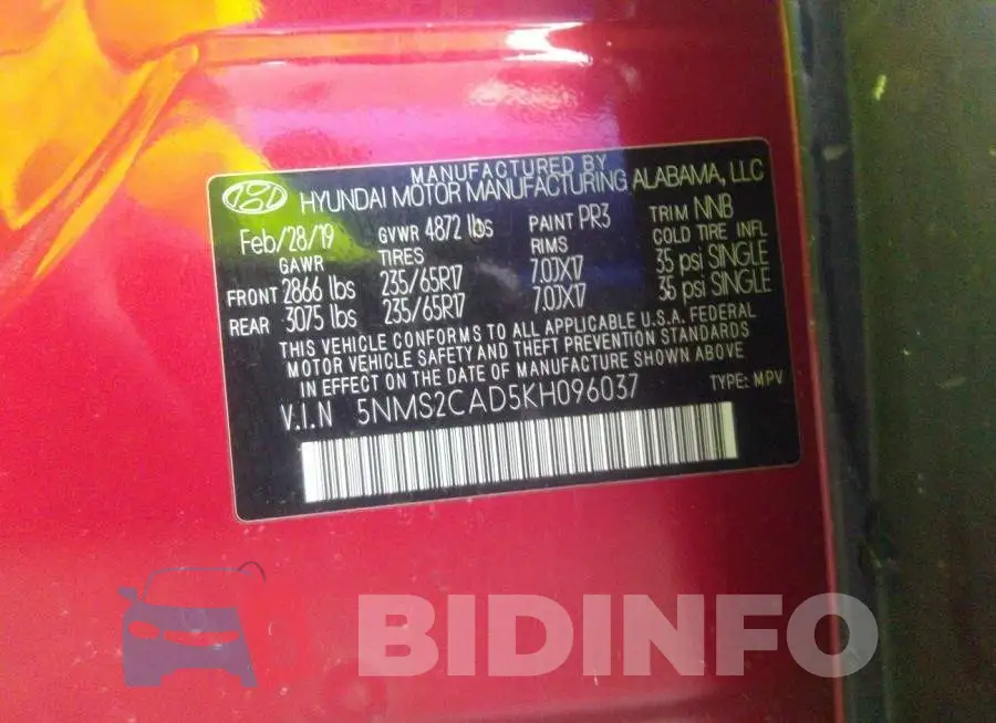 5NMS2CAD5KH096037 Photo# 9