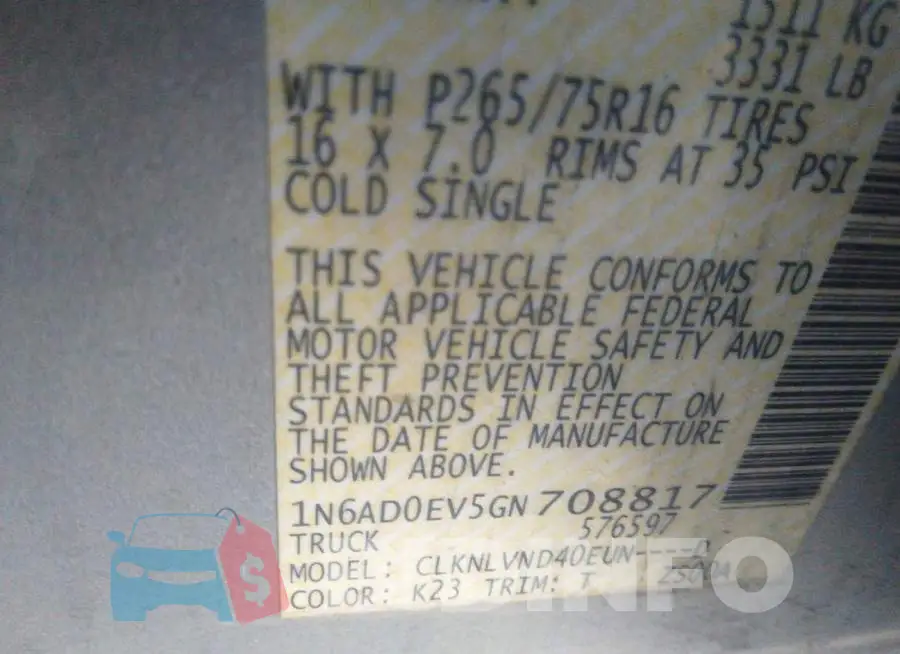 1N6AD0EV5GN708817 Photo# 9
