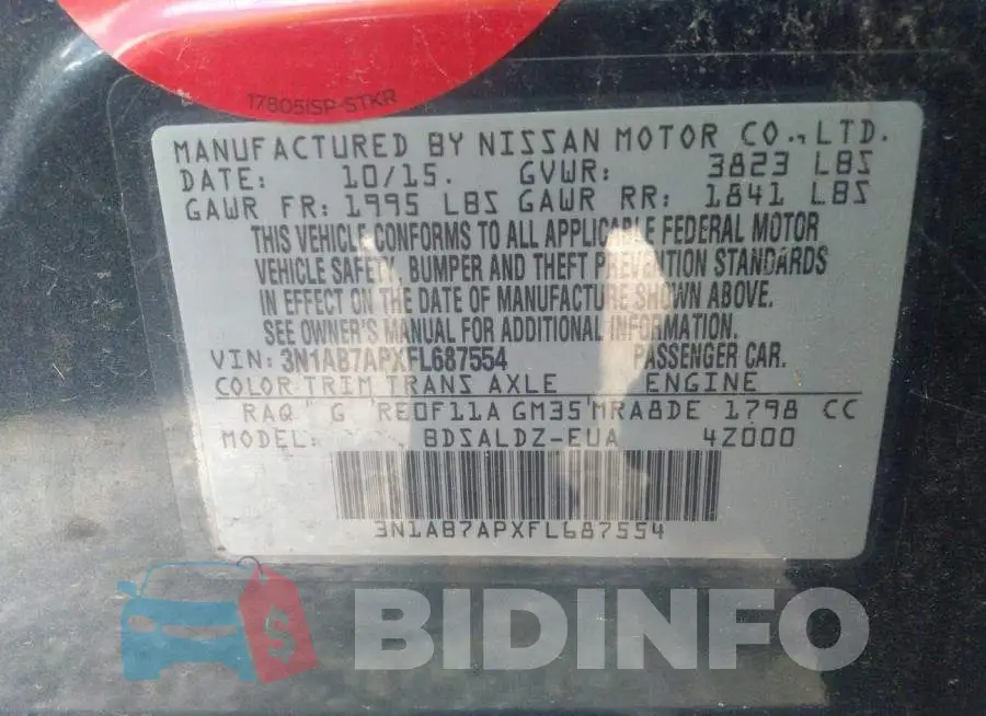 3N1AB7APXFL687554 Photo# 9