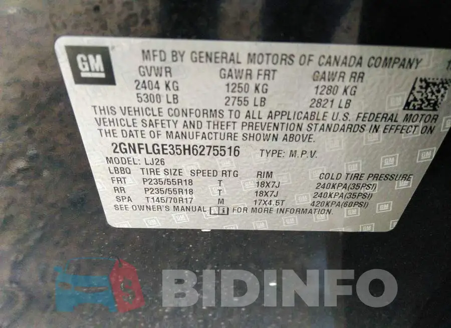 2GNFLGE35H6275516 Photo# 9