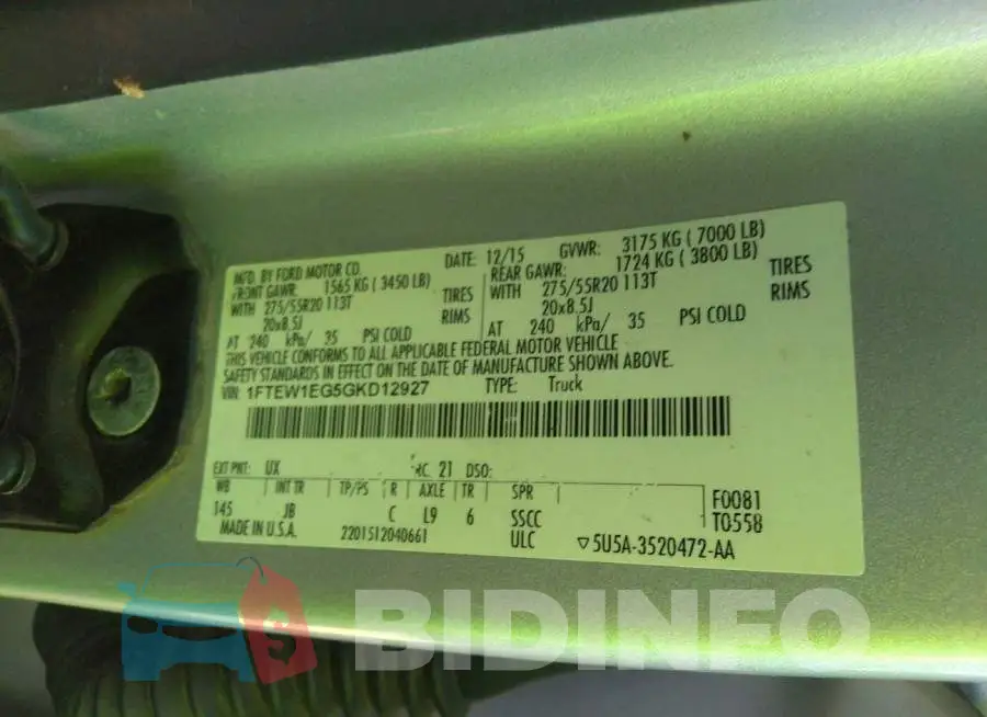 1FTEW1EG5GKD12927 Photo# 9