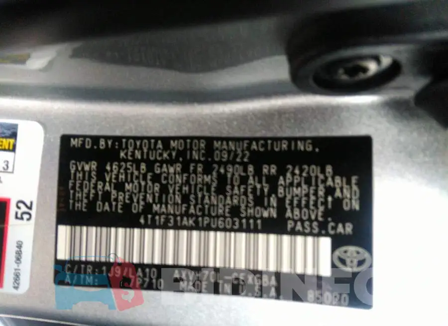4T1F31AK1PU603111 Photo# 9
