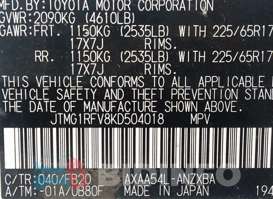 JTMG1RFV8KD504018 Photo# 9