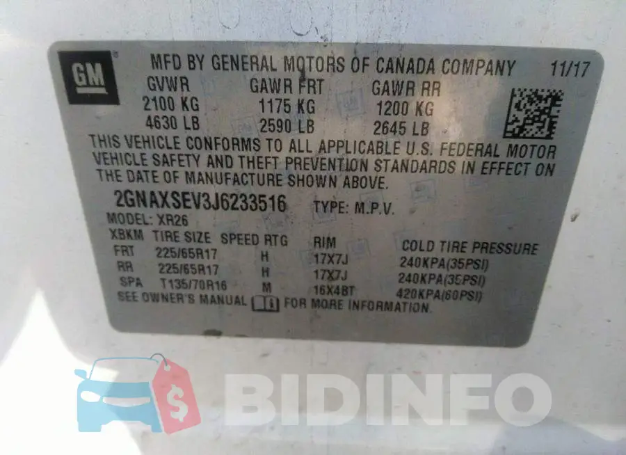 2GNAXSEV3J6233516 Photo# 9