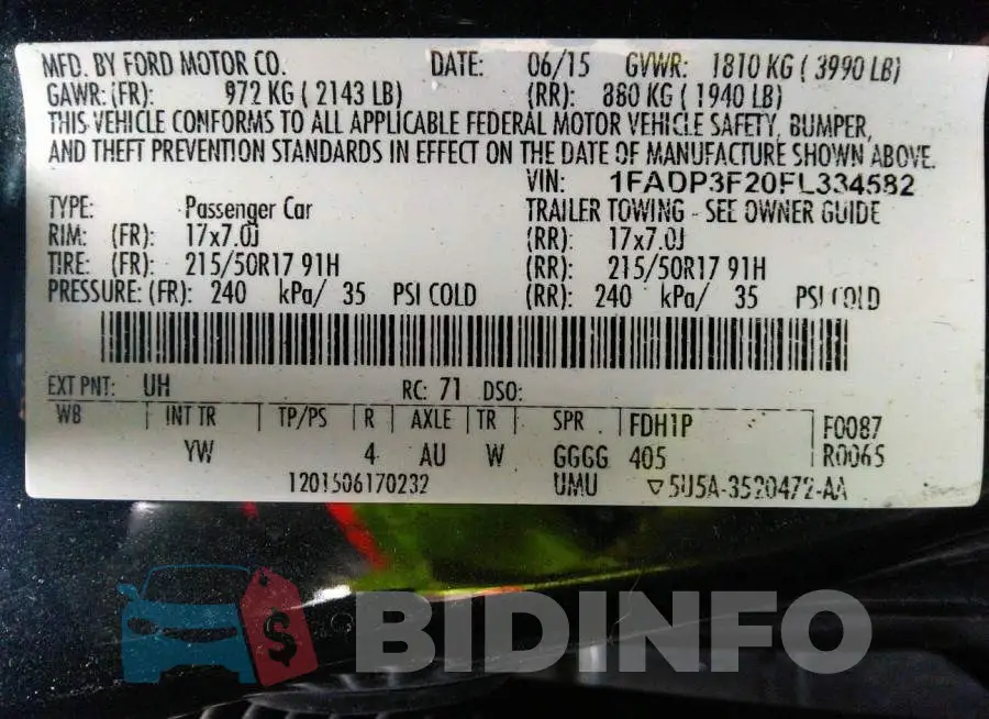 1FADP3F20FL334582 Photo# 9