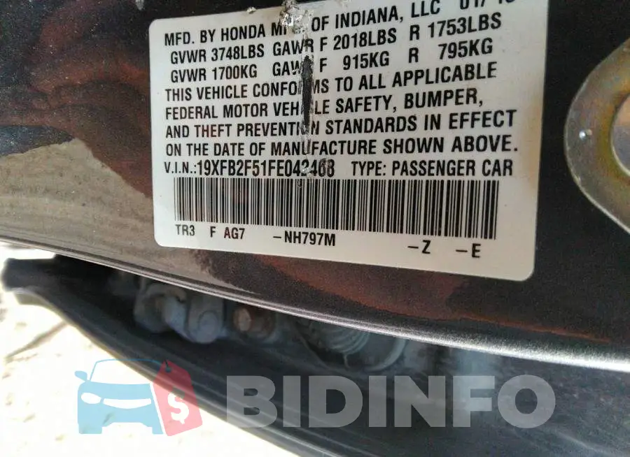 19XFB2F51FE042468 Photo# 9